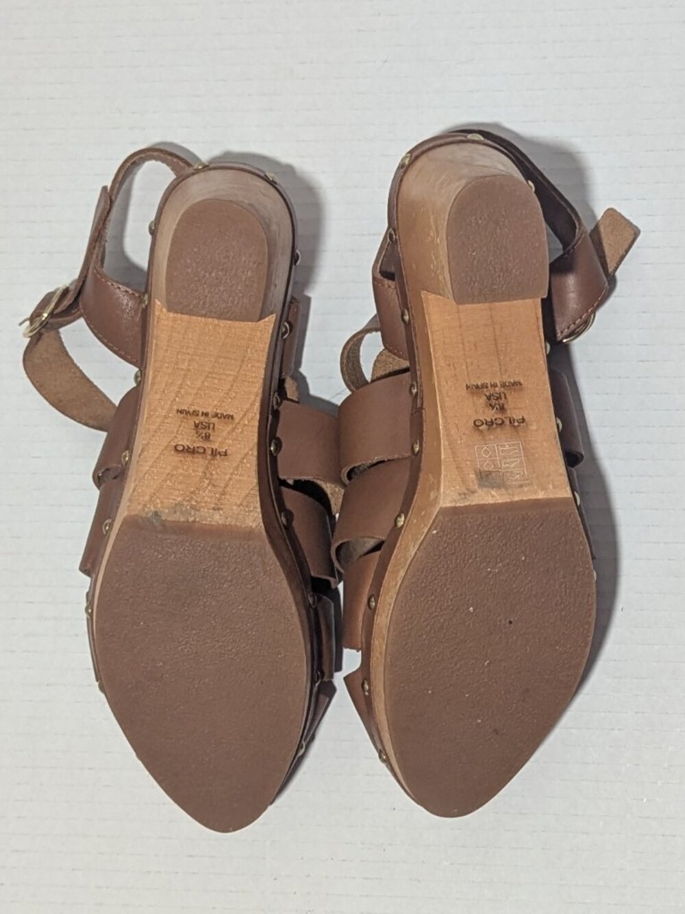 Anthropologie Pilcro Fisherman Clog Heels 8.5 Leather Retro Boho Shoes - Picture 9 of 11